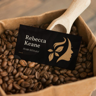 Minimalistischer Friseur für braunes Goldhaar Mode Visitenkarte