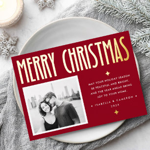 Minimalistischer Frohe Weihnachten moderner retro Folien Feiertagskarte