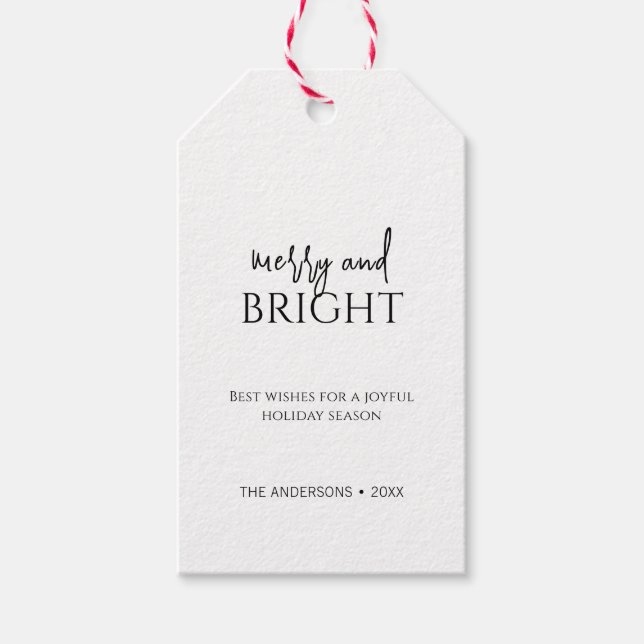 Minimalistischer froher und heller Weihnachtsurlau Geschenkanhänger (Vorderseite)