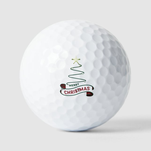 Minimalistischer froher Weihnachtsbaum mit Star De Golfball (Vorderseite)