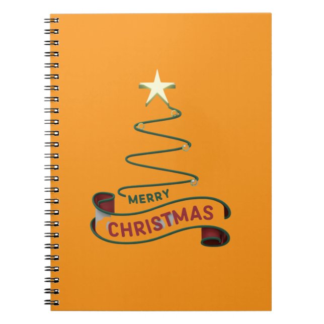 Minimalistischer froher Weihnachtsbaum mit Star De Notizblock (Vorderseite)