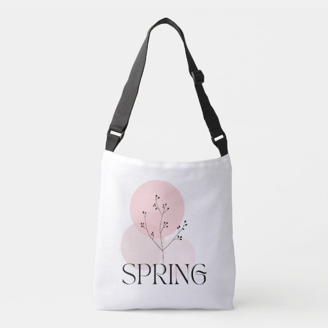 Minimalistischer Frühling in Rosa und Schwarz Tragetaschen Mit Langen Trägern (Vorderseite)