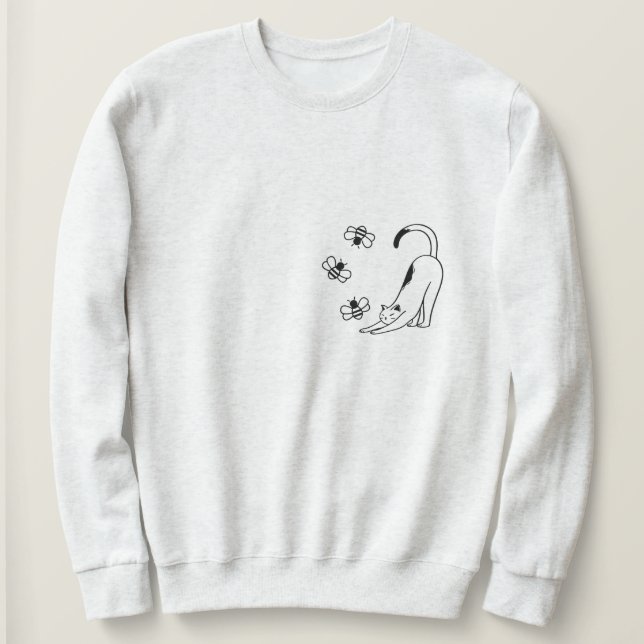 Minimalistischer Frühling-Katze  Sweatshirt (Design vorne)