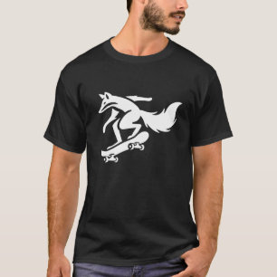 Minimalistischer Fuchs auf Skateboard-Silhouette T-Shirt