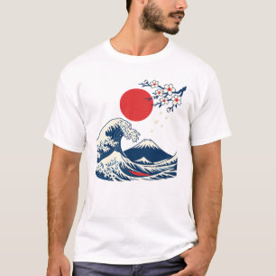 Minimalistischer Fuji-Berg Rote Sonne Japanische K T-Shirt