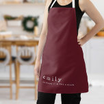 Minimalistischer Fun Zitat Name Burgund Weihnachte Schürze<br><div class="desc">Minimalistischer Spaß Zitat Name Burgund Weihnachten. Einfache Eleganz mit diesem vollständig anpassbaren Design. Einfach mit Ihrem Namen personalisieren und das festliche thematische Angebot behalten Sleighing es in der Küche oder nach Bedarf ändern. Text,  Hintergrund und Gurte können in beliebig viele Farben geändert werden.</div>