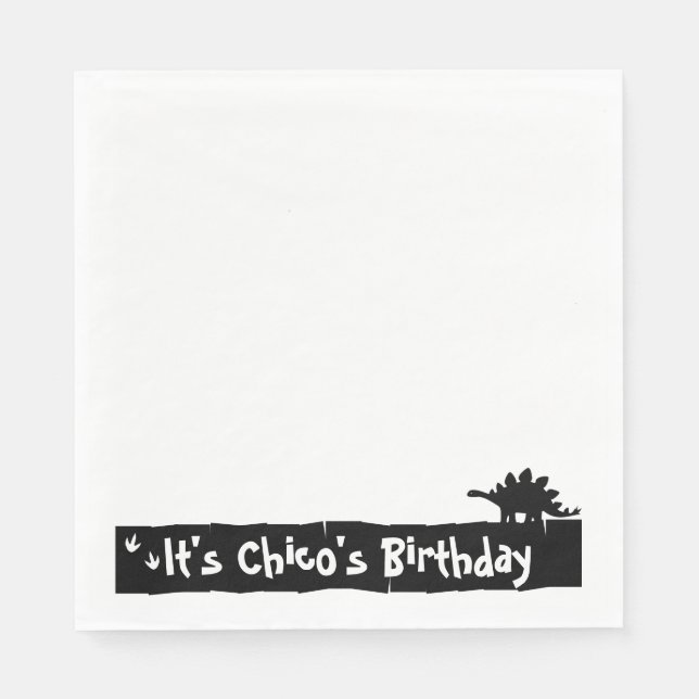 Minimalistischer Geburtstag von Dino: Stegosaurus- Serviette (Vorderseite)