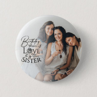 Minimalistischer Geburtstags-Foto-Kalligrafie-Schw Button