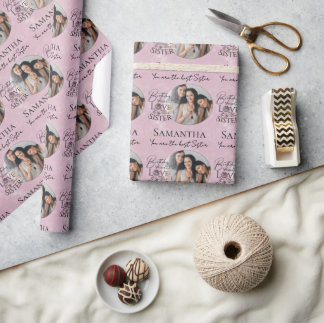 Minimalistischer Geburtstags-Foto-Kalligrafie-Schw Geschenkpapier