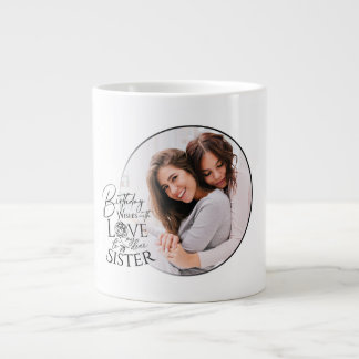Minimalistischer Geburtstags-Foto-Kalligrafie-Schw Jumbo-Tasse