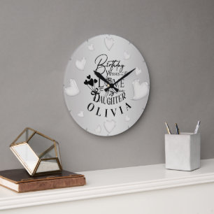 Minimalistischer Geburtstags-Schriftzug für die To Große Wanduhr
