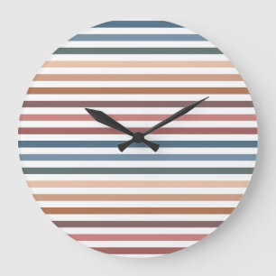 Minimalistischer gedämpfter Regenbogenstreifen Große Wanduhr