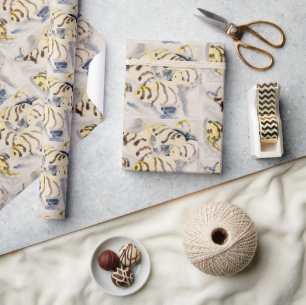 Minimalistischer Gelber Engelfisch Vintage-Wasserf Geschenkpapier