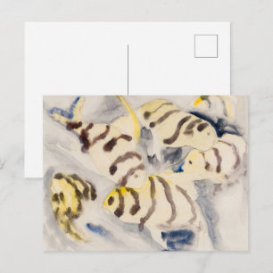 Minimalistischer Gelber Engelfisch Vintage-Wasserf Postkarte