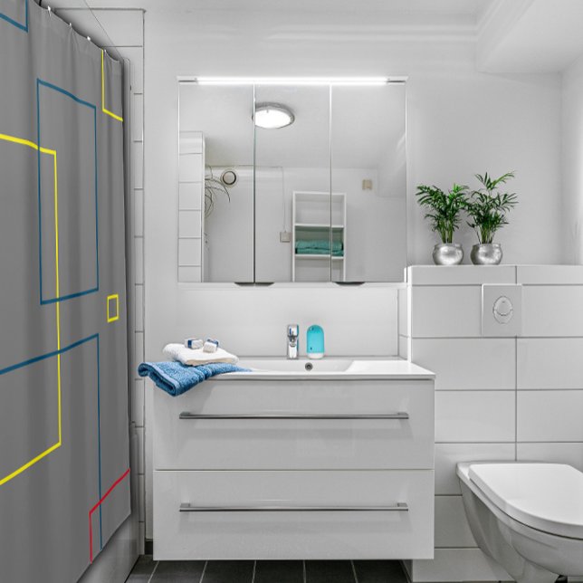 Minimalistischer, geometrisch grauer Duschvorhang (Von Creator hochgeladen)