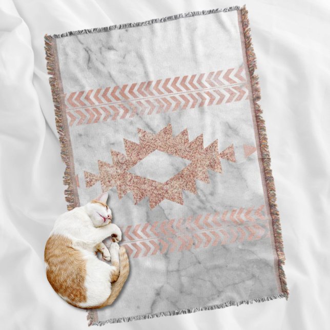 Minimalistischer geometrischer Rose aus weißem Azt Decke (minimalist geometric rose gold aztec white marble throw blanket)