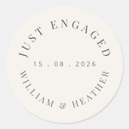 Minimalistischer 'Gerade Verlobt'-Sticker | Warmwe Runder Aufkleber