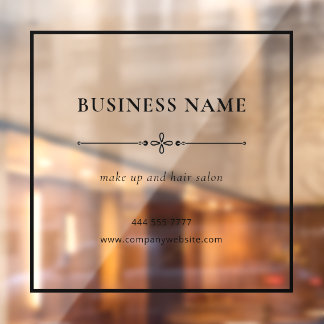 Minimalistischer Geschäfts-Salon-Name Schwarzer Ra Fensteraufkleber