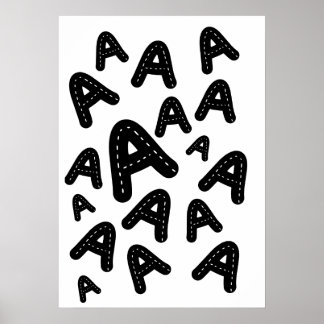 Minimalistischer gestickter Monogramm A - Geometri Poster