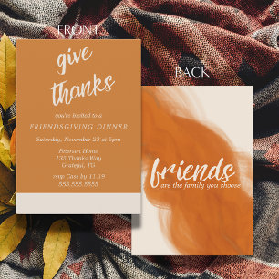 Minimalistischer Give Thanks Terrakotta-Freundesda Einladung
