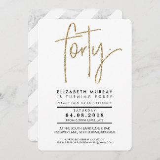MINIMALISTISCHER Glitzer aus Goldbarren 40. FORTY  Einladung