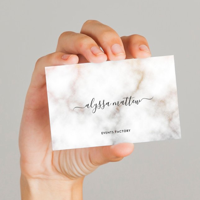 Minimalistischer Glitzer Marble Luxury Signature S Visitenkarte (Von Creator hochgeladen)