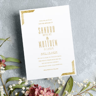 Minimalistischer Glitzer mit Goldmedaille Einladung