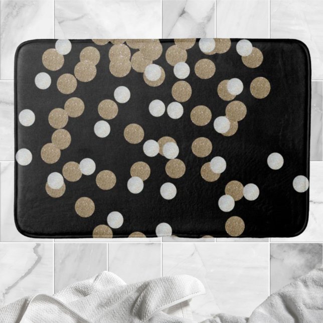 Minimalistischer Glitzer, schwarzer Champagnergold Badematte (minimalist glitter black champagne gold confetti bath mat)