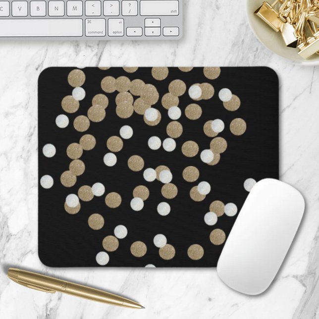 Minimalistischer Glitzer, schwarzer Champagnergold Mousepad (minimalist glitter black champagne gold confetti mouse pad)
