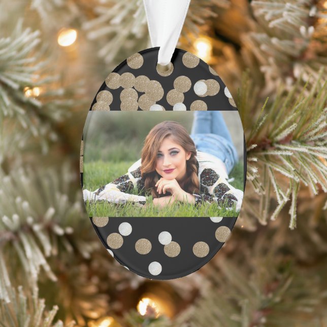 Minimalistischer Glitzer, schwarzer Champagnergold Ornament (Baum)