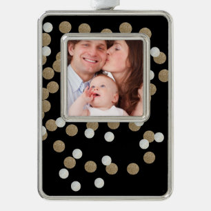 Minimalistischer Glitzer, schwarzer Champagnergold Rahmen-Ornament Silber