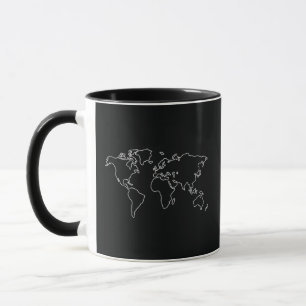 Minimalistischer Globus Weltkarte T-Shirt Reise Re Tasse