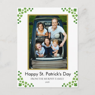 Minimalistischer Glücksklee St. Patrick's Day Foto Feiertagspostkarte