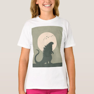 Minimalistischer Godzilla-Mond Fette Kaiju-Silho T-Shirt