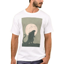 Minimalistischer Godzilla-Mond | Fette Kaiju-Silho