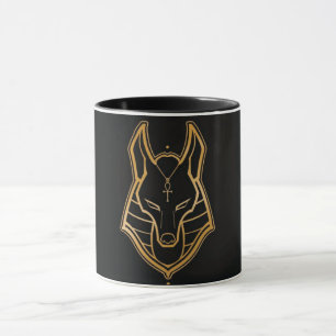Minimalistischer Gold-Ägyptischer-Schakal-Kunstbec Tasse