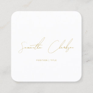 Minimalistischer Gold & Beige handgeschriebener QR Quadratische Visitenkarte