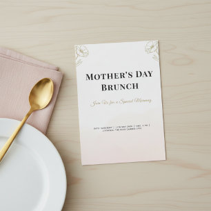 Minimalistischer Gold-Blumen-Muttertagsbrunch Einladung