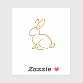 Minimalistischer Gold-Draht-Linienkunst-Osterhase Aufkleber