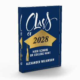 Minimalistischer Gold Grad Cap Stilvoller Script-A Fotoblock