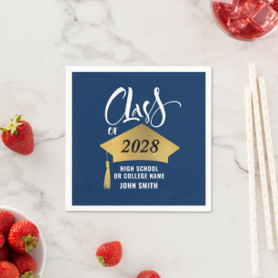Minimalistischer Gold Grad Cap Stilvoller Script-A Serviette