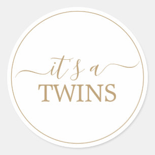 Minimalistischer Gold It's Twins Baby Shower Aufkl Runder Aufkleber