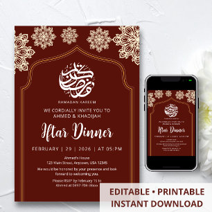 Minimalistischer Gold-Mandala-Ramadan-Iftar-Abende Einladung