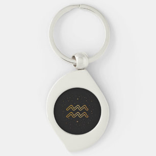 Minimalistischer Gold-Wassermann-Tierkreis-Schlüss Schlüsselanhänger