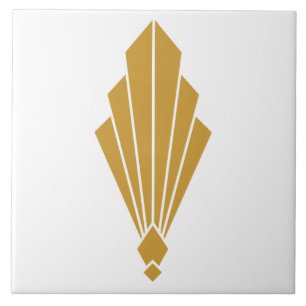 Minimalistischer goldener Art Deco Fächer-Kamm Fliese