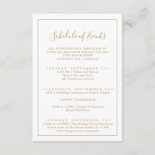 Minimalistischer goldener Hochzeitswochenend-Veran Begleitkarte