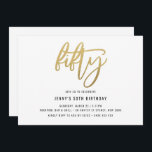 Minimalistischer Goldfilm 50. Geburtstag Einladung<br><div class="desc">Diese minimalistische 50. Geburtstagsfeier lädt mit einem auffälligen Text aus Goldfolie "50" zum Verweilen ein. Bitte beachten Sie, dass die Goldfolie nur eine Textur ist, keine echte Folie. Für eine erweiterte Anpassung dieses Designs, z.B. das Ändern des Layouts, des Schriftartes oder der Textgröße, klicken Sie bitte auf den obigen Button...</div>