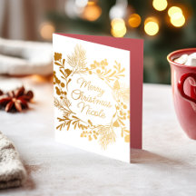 Minimalistischer Goldfolien-Kranz-Weihnachtskarte