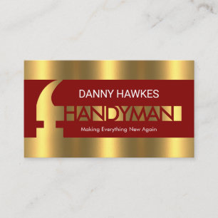 Minimalistischer Goldhammer Handwerker-Reparatur Visitenkarte