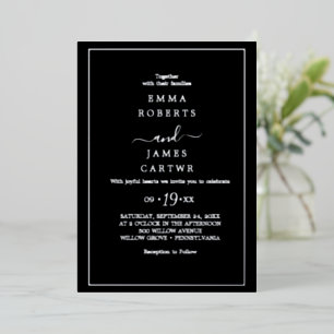 Minimalistischer Goldstreifen   Schwarze Lässige H Folieneinladung